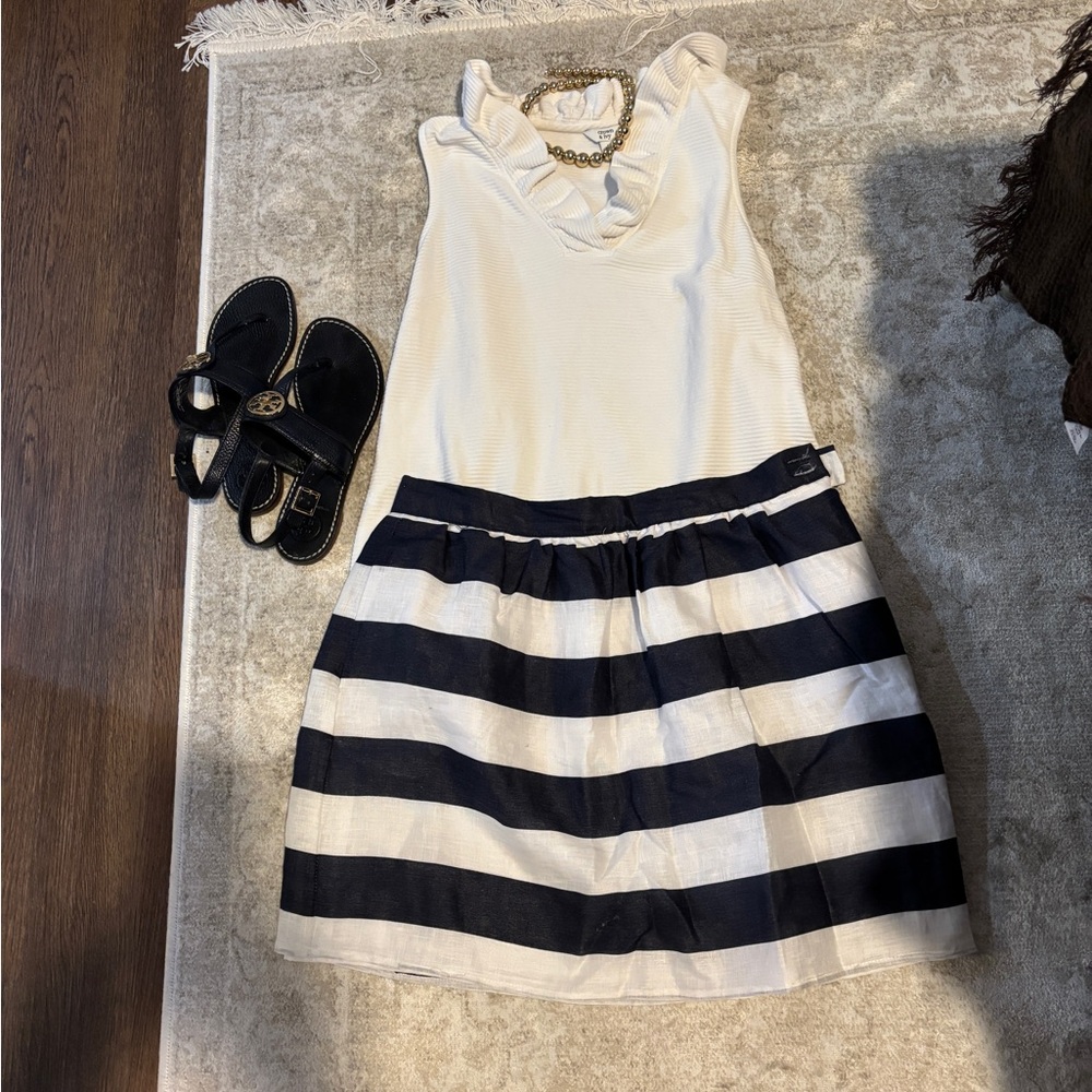 Kenar white and navy stripe skirt size 8 women’s